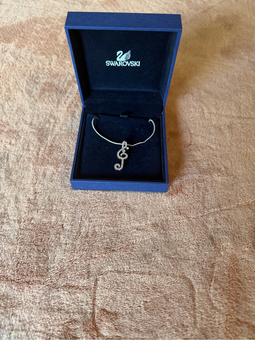 Swarovski Gold-Tone Treble Clef Crystal Necklace